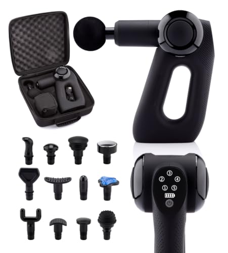 Medivon Gun TYTAN PRO Kabelloses Handmassagegerät Massage-Pistole mit beheiztem und kühlendem Massage-Kopf, 5 Arbeitsmodi 13 Massageköpfe inklusive