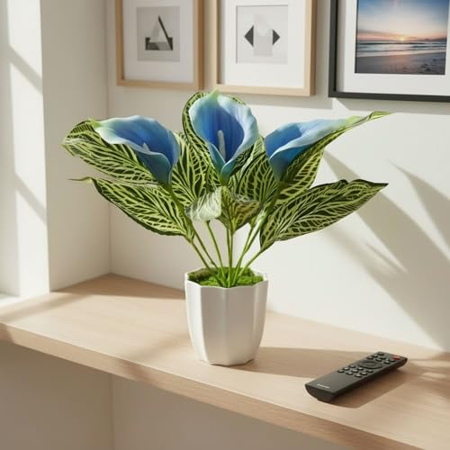 Image of fancymart Artificial Calla Lily Plant with Pot - 30 cm Height Decorative Flower Leaves (Pack of 1) | Realistic Faux Plant for Home & Office Decor | Table, Shelf & Desk Decoration
