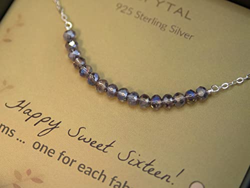 EFYTAL Sterling Silver Bead Necklace, 16th Birthday Gifts for Girls, Sweet 16 Gifts, 16 Year Old Birthday Gift Ideas2