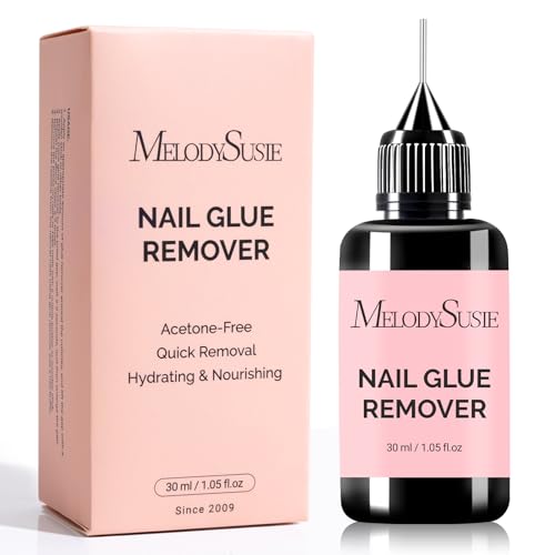 MelodySusie 30ML Nail Glue Remover for Press on Acetone Free Nail Polish Remover Multi-Functional Remover for Nails Tips Gentle Glue Remover for Gel x Nails for Home Salon