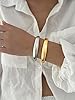 Ccjmyll Gold Silver Bangle Bracelets for Women, Trendy Chunky Twist Cuff Bracelet Stack Statement Bangle Jewelry Gifts (2Pcs Gold and Silver) #2