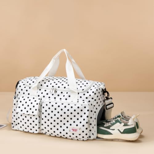 Image of Small Gym Bag for Women, Travel Duffle Bag Carry On Weekender Bag with Shoe Compartment