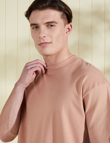 Image of Amazon Brand - Symbol Men's Solid Cotton Oversized Round Neck Tshirt | Half Sleeve | Plain (Available in Plus Sizes)