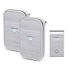 Draadloze Deurbel Met Twee Ontvangers,volume met 36 beltonen, led-display, 1 zenderknop en 2 ontvangers,Zilver-AC