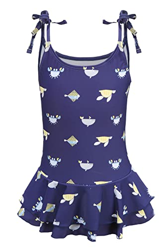 Image of Girls One Piece Swimsuits Halter Ruffled Bathing Suit for Kids Hawaiian Swimwear Leopard Swim Dress 3-16 Years