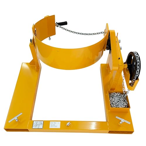 IntXanth Manual Forklift Drum Dumper Hoop Type Steel Drum Tilting Pouring Device 55 Gallon for Chemical Oil Industrial Use