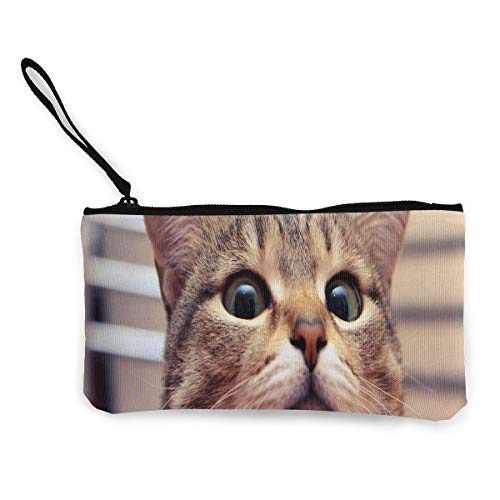Preisvergleich Produktbild Unisex-Geldbörse, Münzbeutel, Leinen, Katzenkopf auf dem Schreibtisch, Reißverschluss, Geldbörse für Bargeld, Bank, Auto, Reisepass