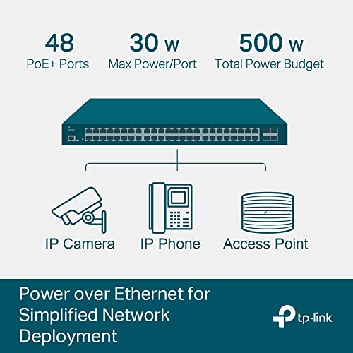 Image of TP-Link Omada SG3452XP | 48 Port Gigabit L2+ Managed PoE Switch | 48 PoE+ Port @500W, 4 x 10G SFP+ Slots | PoE Recovery | Support Omada SDN | IPv6 & Static Routing