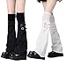 ZUXOCY Women Aesthetic Solid Color Flared Leg Warmer Fashion Punk Buckled Fastener Baggy Leg Covers Knee Length Socks