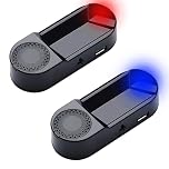 2PCS Solar Powered Fake Car Alarm Flashing Light with Blue Red Led Intelligent Light Sensor Car Alarm System Anti Theft Solar Security Light Simulated Dummy Warning for Van Vehicle with USB Port