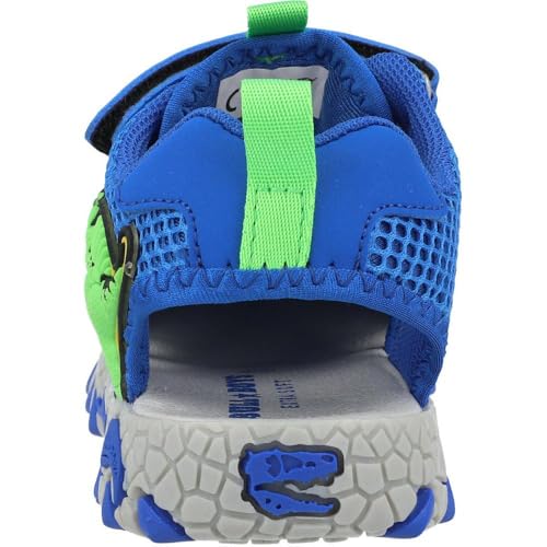 Spinosaurus Royal Blue Kids Sandals with Lights Velcro Closure Dinosaur Design3