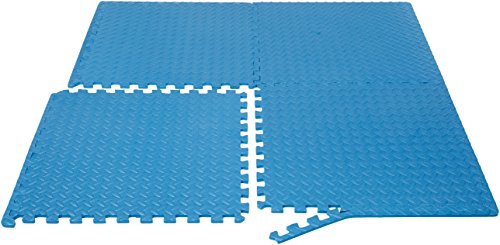 AmazonBasics EVA Foam Interlocking Exercise Gym Floor Mat Tiles - Pack of 6, 24 x 24 x .5 Inches, Blue