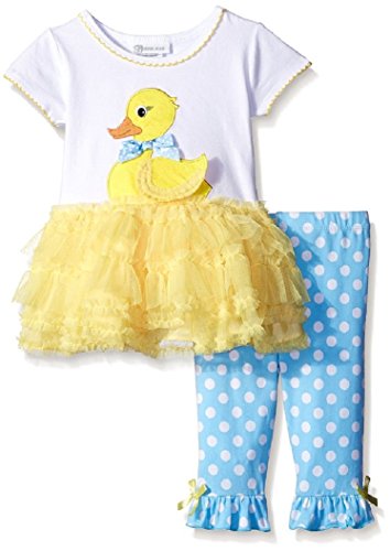 Bonnie Jean Girls Ducky Appliqued Playwear Set,