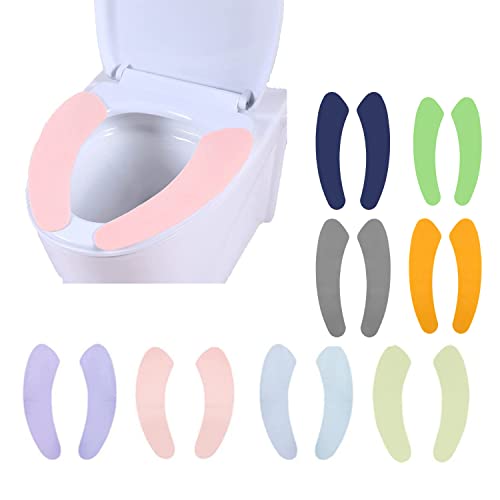 morningsilkwig Cubierta del Asiento del Inodoro 8Pcs Lavable Reutilizable Calentador Suave Pegatinas de Inodoro cómodas Almohadillas de Inodoro para Diferentes Formas Cover