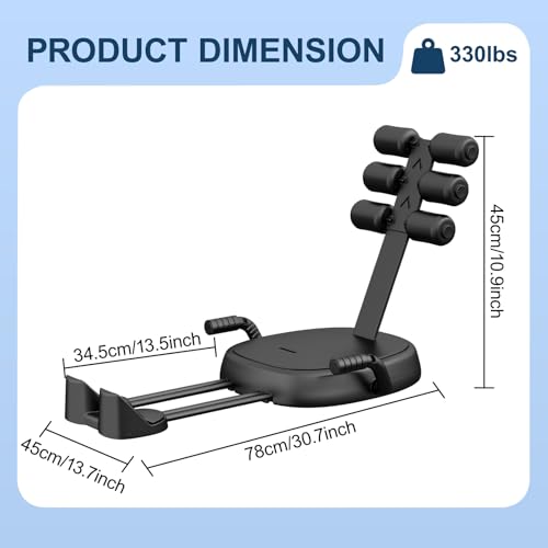 Ab Machine with Auto Rebound, Ab Workout Equipment with 3 Adjustable Resistance, Flodable Sit Up Exercise Foam Roller & Handle, Ab Crunch Machine with 330 Lbs Weight Capacity, for Home, Office, Core Strength, Stomach Workout (Black) by ZELLOXY - Used condition - Image 2
