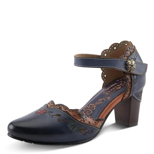 Spring Step L'Artiste Sayyes Mary Jane Heels | Baroque-Inspired Leather Pumps with Floral Embroidery