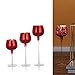 Produktbild 3er Set Glaskelche mit LED Lichterkette und Timer - Windlicht, Kerzenständer, Kerzenhalter (Rot)