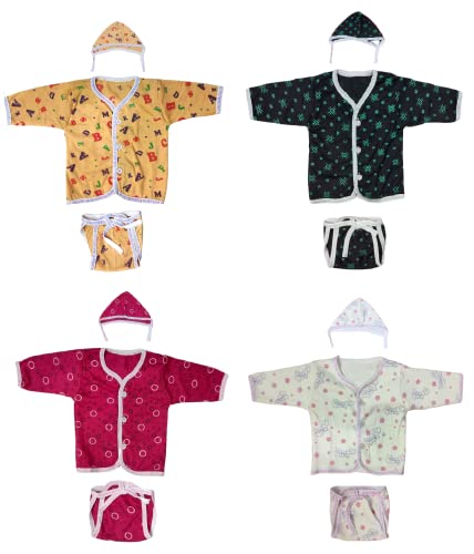 Image of TANGY Hosiery Newborn Baby Boy's and Baby Girls Jhabla Clothing Top Set(Pack of 4)
