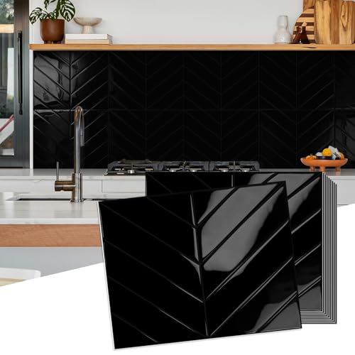 10-Sheet Herringbone Peel and Stick Backsplash Tiles for Kitchen, 3D