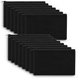 Aibeli Busta Stoffa Piccola Vuota, Astuccio in Cotone con Cerniera, Astuccio Piccolo, Piccola Borsa da Trucco Cosmetica, Può Usare per Graffiti, Stampa e Tintura, ecc. (21 x 13 cm) (15, Nero)