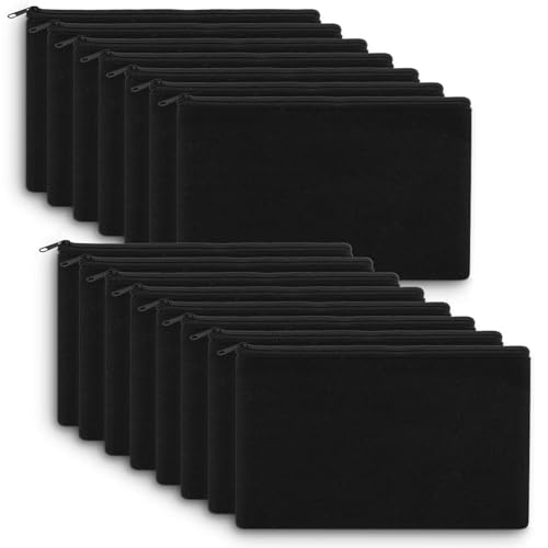 Aibeli Bolsa Tela Pequeña Cremallera, Neceser Pequeño, Estuche para Lapices, Estuche Tela, Se Puede Utilizar para Graffiti, Impresión y Teñido, etc (15, Negro)