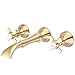 Waterfall Style Wall-mounted Lavatory Faucet in Satin Brass Finish