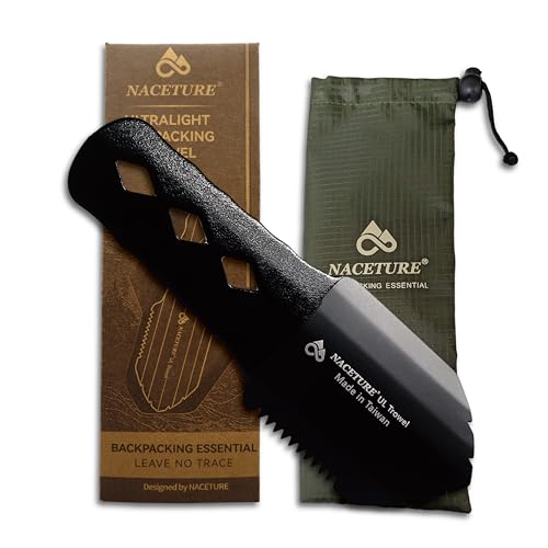 Image of Ultralight Backpacking Trowel Aluminum Shovel Small Potty Multitool with Longer Handle Design Essential for Hiking, Camping and Survival Bags(Black 1 Pack)