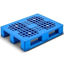Lineshading Plastic Pallet 32 x 24 x 6 Inch Blue Polyethylene Pallet Breathable Grid Lightweight Storage Pad for Wet Basement Floor Storage Outside Supermarket Garage Static Load 4 Tons Style
