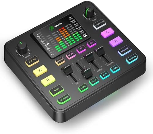 Pupgsis Gaming Audio Mixer, Usb Audio Interface for pc,1/4" TRS D...