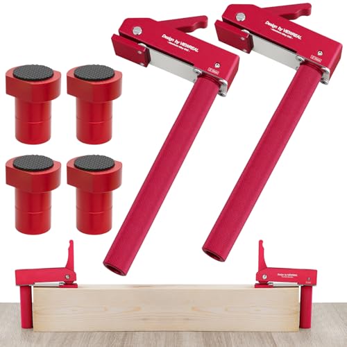 Bench Dog Clamp,3/4"(19mm) Bench Dog Hole Clamp for Woodworking, Adjustable Quick-Lock Bench Clamps for Woodworking, Non-Marring Pads, Long Handle Holdfast for MFT Table (6-Piece Set)