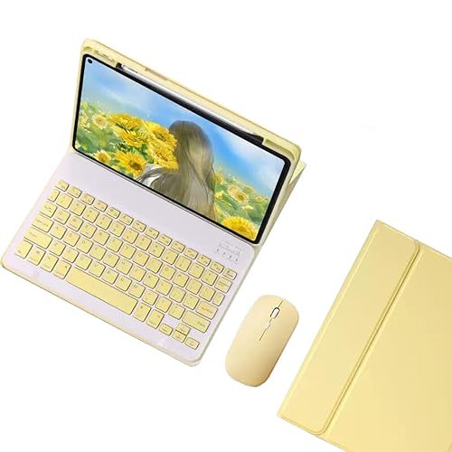 KMXDD Keyboard Case Mouse for iPad 9th/8th/7th Generation 10.2", Air 3rd Gen/iPad Pro 10.5" Case with Color Keys Detachable Bluetooth Keyboard Cover with Pencil Holder (Yellow)