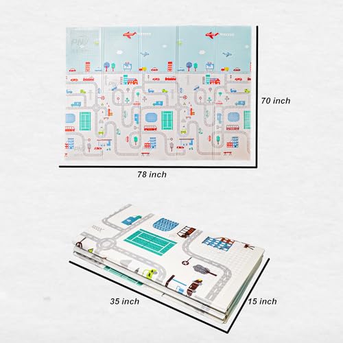 Image of Extra Large Reversible Baby Play Mat, BPA Free Learning & Crawling Foldable Foam Mat (6.5x5 ft, 0.9cm Thickness) Multicolor (Forest-City)