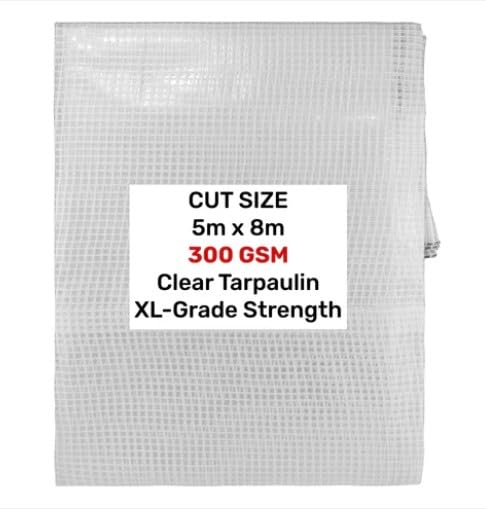 AP Supplies Clear Tarpaulin Cover - 300gsm Thick - Waterproof, Weatherproof, Frost-Resistant, UV Protection, Universal, Multipurpose, Groundsheet, Camping, Hiking, Heavy Duty Sheet (5m X 8m)