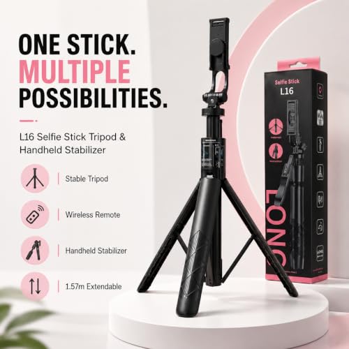 Image of Selfie Stick Tripod with Wireless Bluetooth Remote, Portable Mobile Phone Stand, Aluminum Alloy Tripod for iPhone, Android, Vlogging, Video Recording & Photography L16 by UNBREAKcable