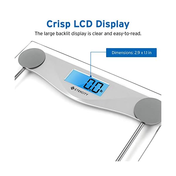 Etekcity-Digital-Body-Weight-Bathroom-Scale-Large-Blue-LCD-Backlight-Display-High-Precision-Measurements6mm-Tempered-Glass-400-Pounds Etekcity Bathroom Scale for Body Weight, Digital Weighing Machine for People, Accurate & Large LCD Backlight Display, 6mm Tempered Glass, 400 lbs