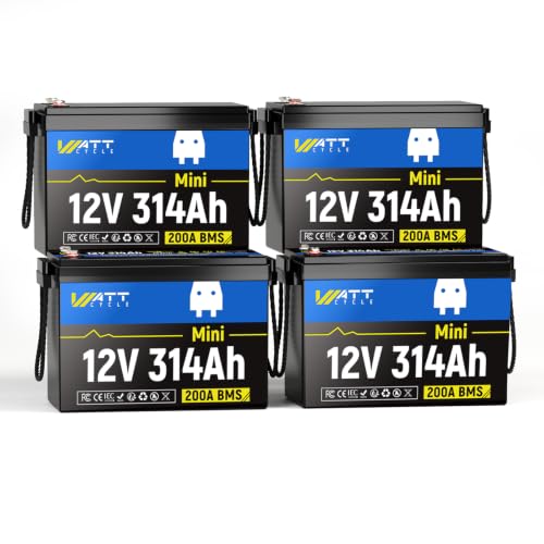 Image of WattCycle 12V 314Ah Mini LiFePO4 Battery 4-Pack, 200A BMS, 16.08kWh