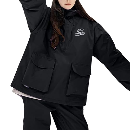 �A�E�^�[ ���f�B�[�X �~ �h�� �X�|�[�c �X�m�[�E�F�A ��̂� �h�� ���� �h�� �X�m�[�{�[�h�E�F�A �����Y �W���P�b�g �v���I�[�o�[ S-5L�T�C�Y ���j�Z�b�N�X �X�|�[�c �J�W���A��(�u���b�N,3XL)