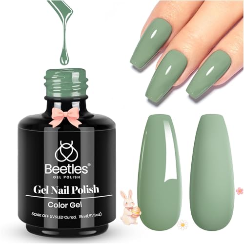 Beetles Green Gel Nail Polish, Emerald Olive Sage Green Eucalyptus