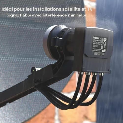 Labgear Câble coaxial satellite RG6-25 m - Noir - Pour antenne numérique et données - Câble coaxial TV – vue 4
