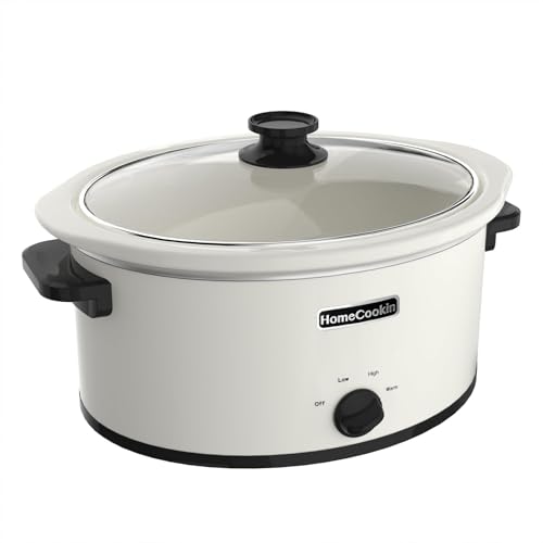 Comparison: Best White Slow Cooker 3.5 Litre 11 HOMECOOKIN 8 Quart Slow Cooker Oval Manual Pot Food Warmer with 3 Cooking Settings, White