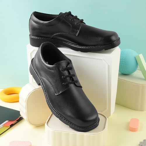 Image of Liberty Prefect S /BOY-LS N School Shoes for Kids - Black | Comfortable Uniform School Shoes | Lightweight & Durable Sole | Easy Lace-Up Closure | Cushioned Footbed, Breathable and All Day Comfort