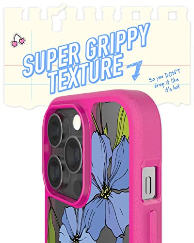 Image of Smartish iPhone 14 Pro MagSafe Case, Gripmunk, Slim Grip Case, Blue Floral