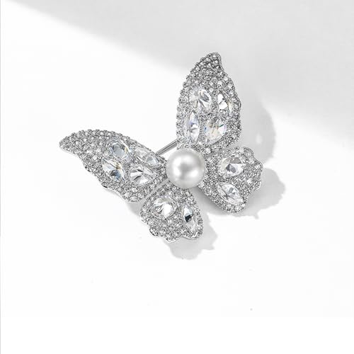 Image of YeapYeap Butterfly Brooches for Women Girl - Rhinestone Scarf Pin for Ladies Wedding Bouquet Broach for Birthday, Christmas, Anniversary