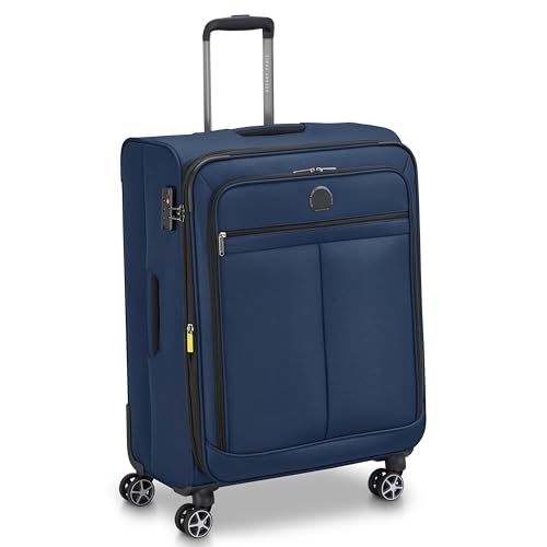 Image of DELSEY PARIS Priscilla 70 CM Medium Polyester 8 Wheels Blue Expandable Softside with Global Warranty 2 Years Trolley Bag /Suitcase /Lugguage