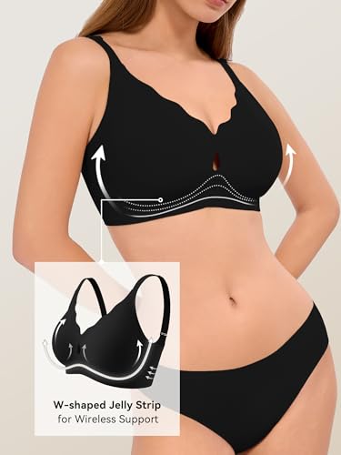 Image of LUCKMEEY Bras for Women No Underwire Wave Push Up Wireless Bra Seamless Bras Full Coverage Bralettes Lift Everyday Bras