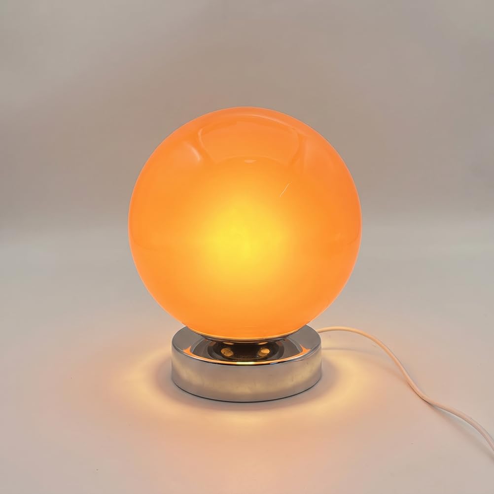 Kugel Tischlampe mit Stecker LED Tischleuchte Glas Lampenschirm Moderne Nachttischlampe 3000K/4000K/6000K Dekorative Künste Kleine Lampe für Schlafzimmer Wohnzimmer (Orange)