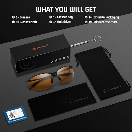Image of SUNGAIT Ultra Lightweight Rimless Polarized Sports Sunglasses for Men Fishing Running UV400 Protection