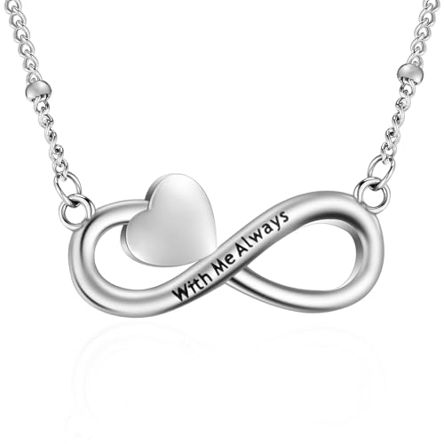 XIUDA Infinity Cremation Jewelry Heart Urn Necklace for Ashes Stainless Steel Urn Pendant Memorial Ashes Necklace for Women Men