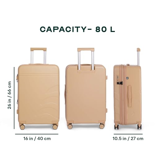 Image of Assembly Medium Check-in Luggage with 3 Packing Cubes & TSA Lock, Expandable Polycarbonate Hard Shell Suitcase for Travel with up to 8L Extra Space, Beige, 24-Inch