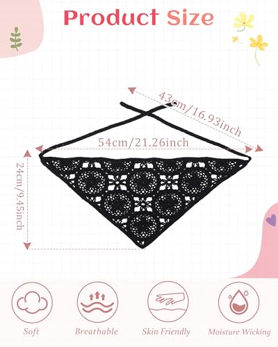 HAIMEIKANG Floral Crochet Hair Bandanas Headscarf 2 PCS Women Hair Scarf Daisy Headband Vintage Head Kerchief for Girls